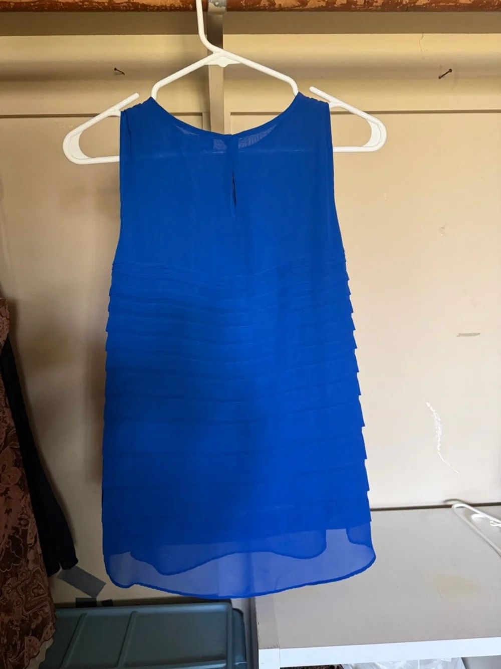 Vince Camuto Royal Blue Layered Chiffon Tank - Picture 3 of 4
